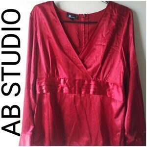 🆕 AB STUDIO BLOUSE - Red & Black NWT